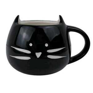 3D Black Cat Kitten Coffee Tea Cup Mug With Ears Kitzch